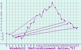 Courbe du refroidissement olien pour Skelleftea Airport