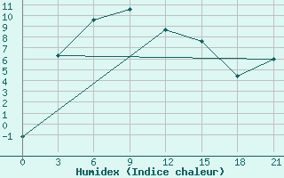 Courbe de l'humidex pour Biriliussy