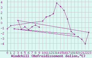 Courbe du refroidissement olien pour Zamosc