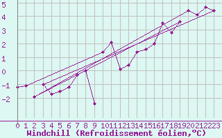 Courbe du refroidissement olien pour Weiden