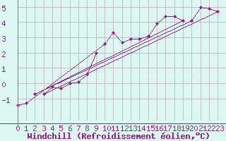 Courbe du refroidissement olien pour Holbeach