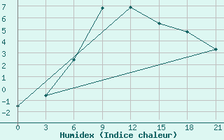 Courbe de l'humidex pour Troicko-Pecherskoe