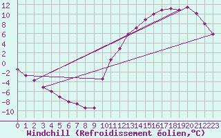 Courbe du refroidissement olien pour Badger, Nfld