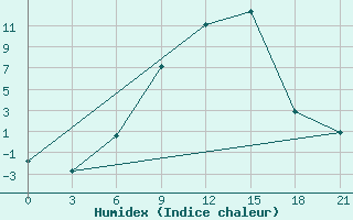 Courbe de l'humidex pour Puskinskie Gory