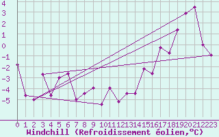 Courbe du refroidissement olien pour Puerto Williams