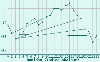 Courbe de l'humidex pour Tjakaape