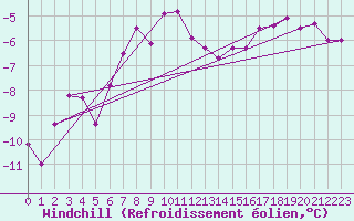 Courbe du refroidissement olien pour Sonnblick - Autom.