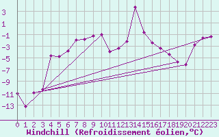 Courbe du refroidissement olien pour Alpinzentrum Rudolfshuette
