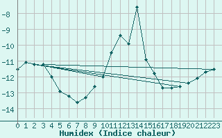 Courbe de l'humidex pour Honefoss Hoyby