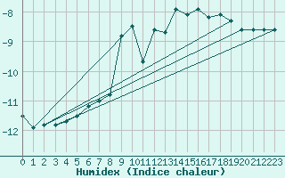 Courbe de l'humidex pour Pitztaler Gletscher