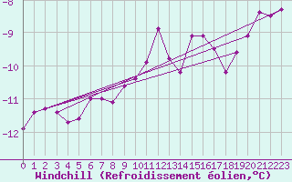 Courbe du refroidissement olien pour Fichtelberg
