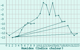 Courbe de l'humidex pour Bonneval - Nivose (73)
