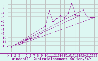Courbe du refroidissement olien pour Fichtelberg
