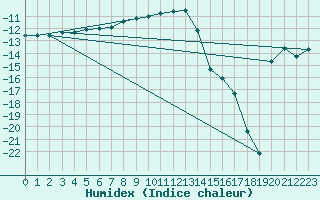 Courbe de l'humidex pour Johvi