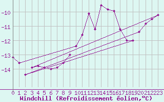 Courbe du refroidissement olien pour Fichtelberg