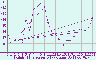 Courbe du refroidissement olien pour Boertnan