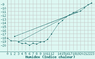 Courbe de l'humidex pour Hoting