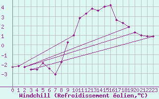Courbe du refroidissement olien pour Siedlce