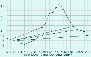 Courbe de l'humidex pour Sallanches (74)