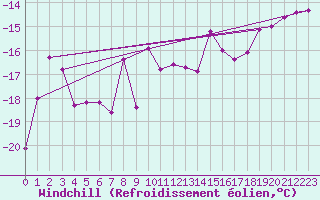 Courbe du refroidissement olien pour Taivalkoski Paloasema