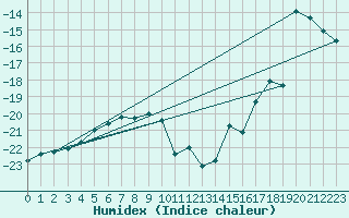 Courbe de l'humidex pour Fort Ross