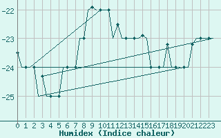 Courbe de l'humidex pour Ekaterinburg