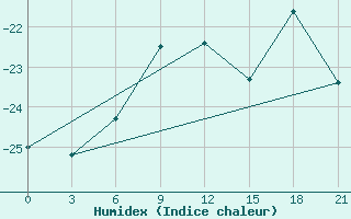 Courbe de l'humidex pour Cape Svedskij