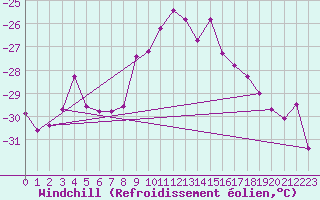 Courbe du refroidissement olien pour Fichtelberg