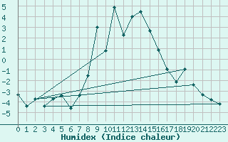 Courbe de l'humidex pour Roldalsfjellet