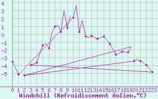 Courbe du refroidissement olien pour Berlevag