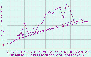 Courbe du refroidissement olien pour Terespol