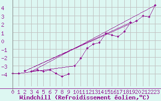 Courbe du refroidissement olien pour Albemarle