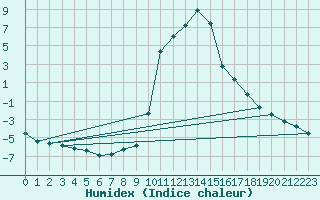 Courbe de l'humidex pour Rauris