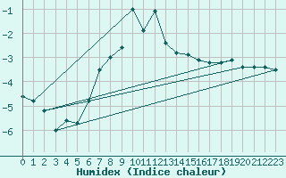 Courbe de l'humidex pour Roldalsfjellet