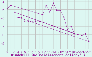 Courbe du refroidissement olien pour Puumala Kk Urheilukentta