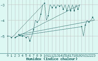 Courbe de l'humidex pour Nuernberg