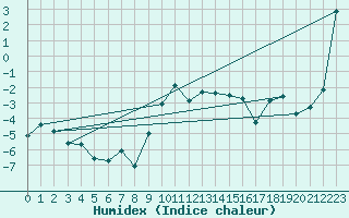 Courbe de l'humidex pour Saalbach
