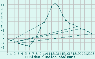 Courbe de l'humidex pour Sjenica