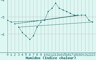 Courbe de l'humidex pour Brezoi