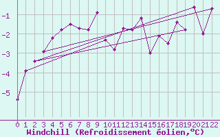 Courbe du refroidissement olien pour Sognefjell