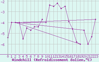 Courbe du refroidissement olien pour Pitztaler Gletscher