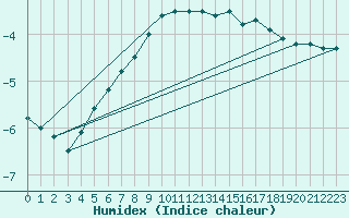 Courbe de l'humidex pour Einsiedeln