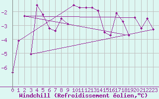 Courbe du refroidissement olien pour Pitztaler Gletscher