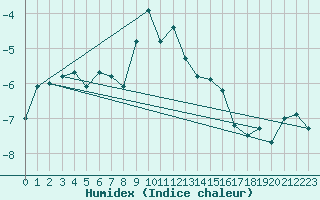 Courbe de l'humidex pour Pitztaler Gletscher