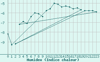 Courbe de l'humidex pour Tjakaape