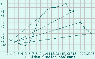 Courbe de l'humidex pour Fortun