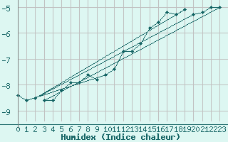 Courbe de l'humidex pour Fossmark