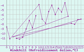 Courbe du refroidissement olien pour Alpinzentrum Rudolfshuette