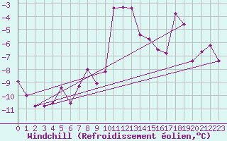 Courbe du refroidissement olien pour Sonnblick - Autom.