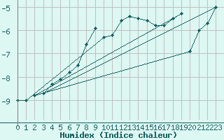 Courbe de l'humidex pour Predeal